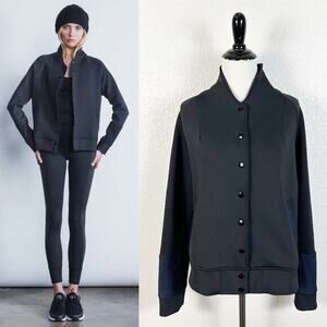 Garbe Luxe Women’s Neoprene Bomber‎ Jacket in Black and Navy Size Small
